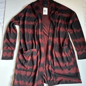 Sanctuary Women’s Open Front Cardigan Red Black Oversized Size Small NWT